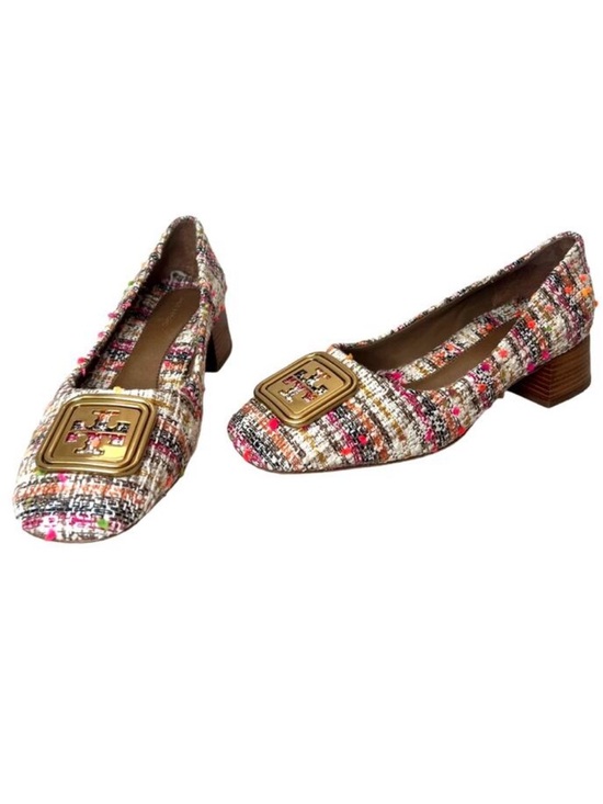 Tory Burch Georgia Shoes Square Toe Block Heeled Ballet Flats Tweed Size 8M - Picture 7 of 7